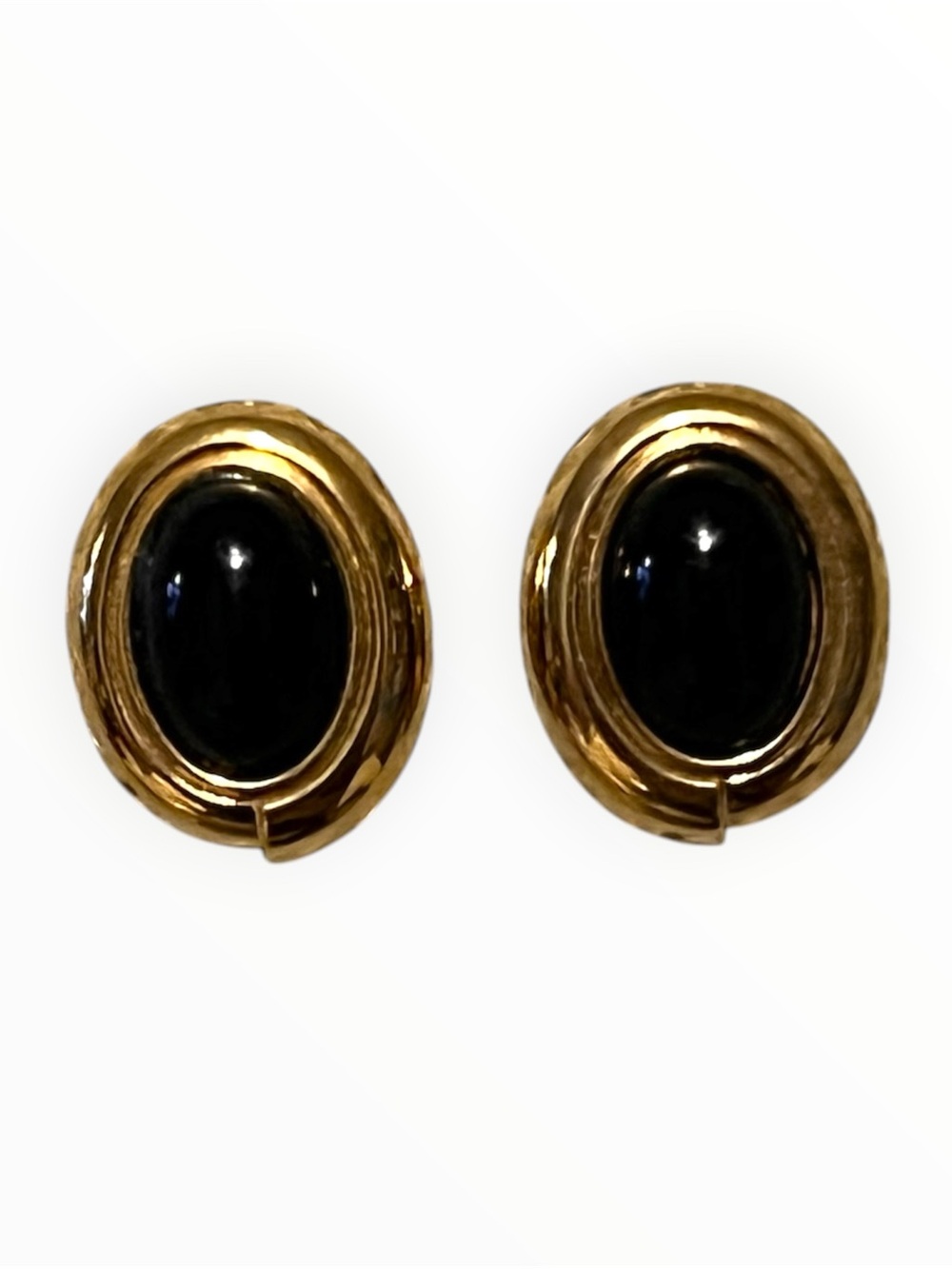 Monet Gold Tone, Black Oval Earrings
